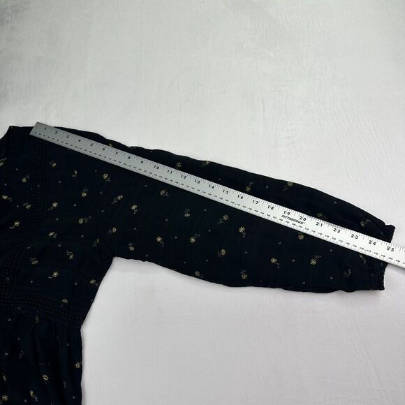 Maurices Women’s‎ Black & Yellow Floral Print Button Front Top Sz XXL linen-feel - Picture 6 of 16